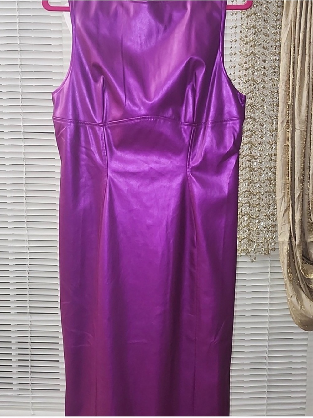 Purple Faux Leather Sleeveless Maxi Dress - Picture 5 of 8